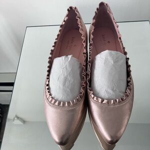 VTG Kate Spade New York Nicole Leather Ballerina Flats Rose Gold Pink 7.5 Clean